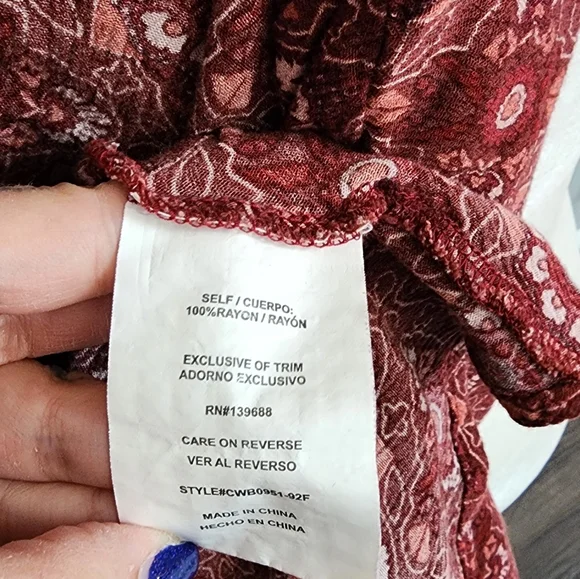 Coco + Jaimenson Printed Red Henna Cardigan - Picture 14 of 15